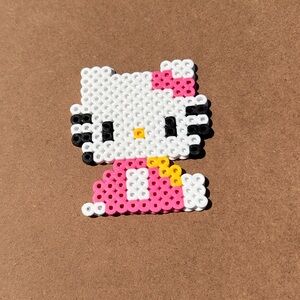 Pink hello kitty perler bead keychain